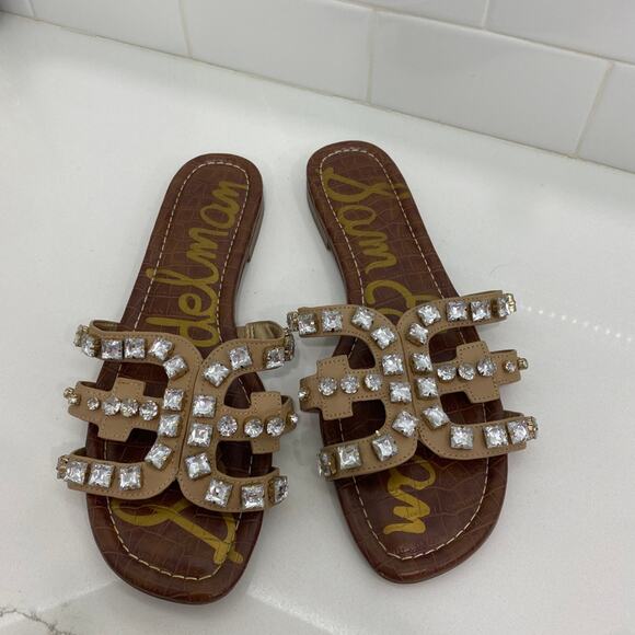 Sam Edelman Tan Sandals with Crystal Accents - Picture 1 of 5